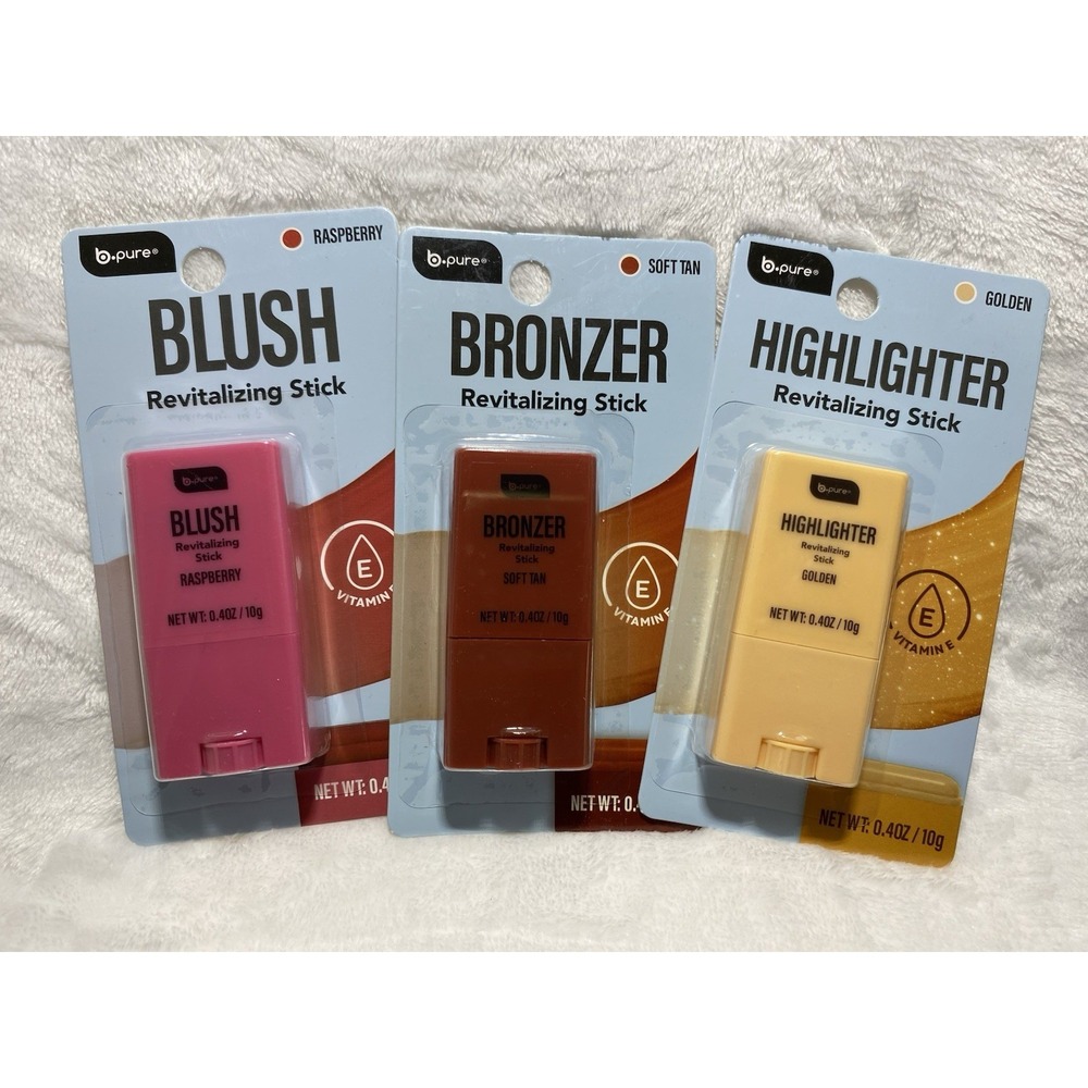 b•pure Bronzer, Highlighter and Blush Sticks.  Set of 3